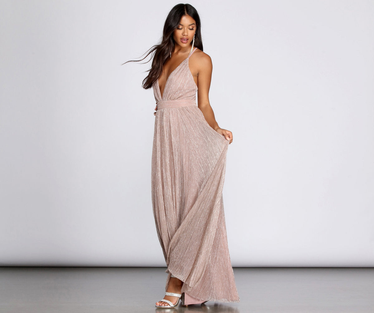Haley Formal Shimmering Metallic Dress