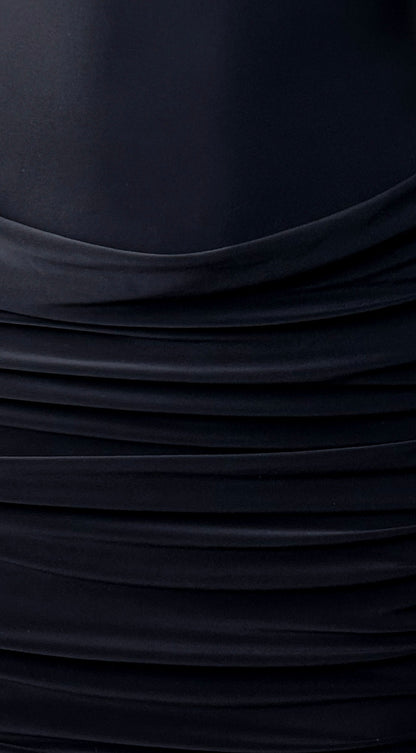 Maribel Ruched Mini Dress - Black