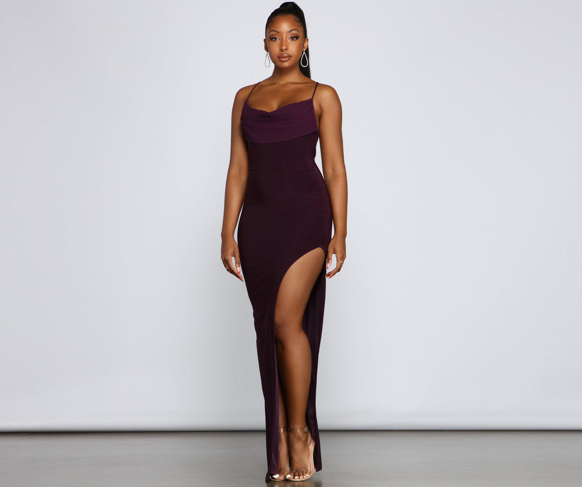 Inez Formal High Slit Ruched Dress