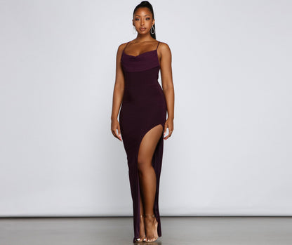 Inez Formal High Slit Ruched Dress