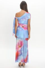 Aurora Sky Off-Shoulder Tie Maxi Dress Blue
