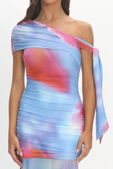 Aurora Sky Off-Shoulder Tie Maxi Dress Blue
