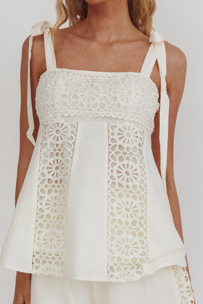 Baybreeze Tied Shoulder Top White