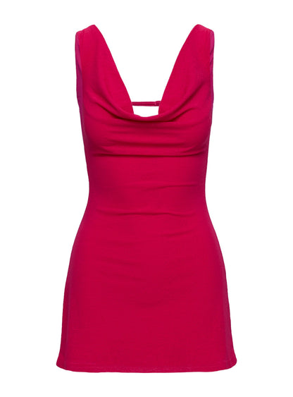 Killer Queen Cowl Mini Dress Pink