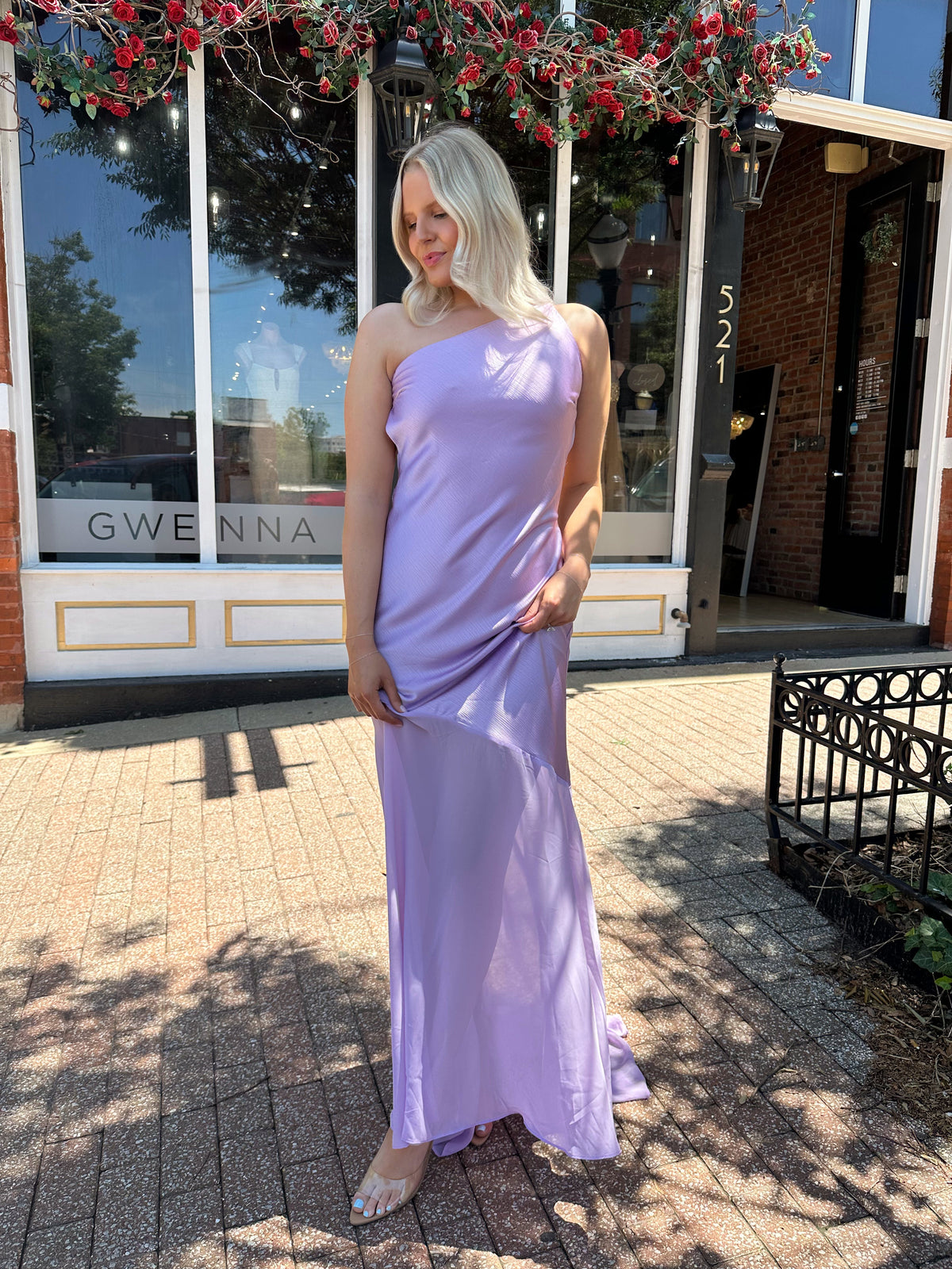Lex Lavender Open Back One Shoulder Maxi Dress