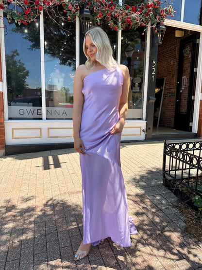 Lex Lavender Open Back One Shoulder Maxi Dress