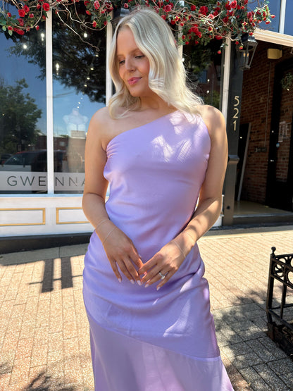 Lex Lavender Open Back One Shoulder Maxi Dress