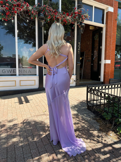 Lex Lavender Open Back One Shoulder Maxi Dress