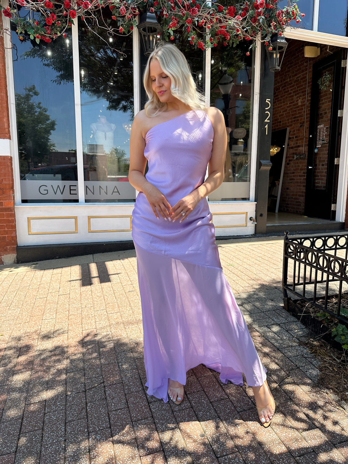 Lex Lavender Open Back One Shoulder Maxi Dress
