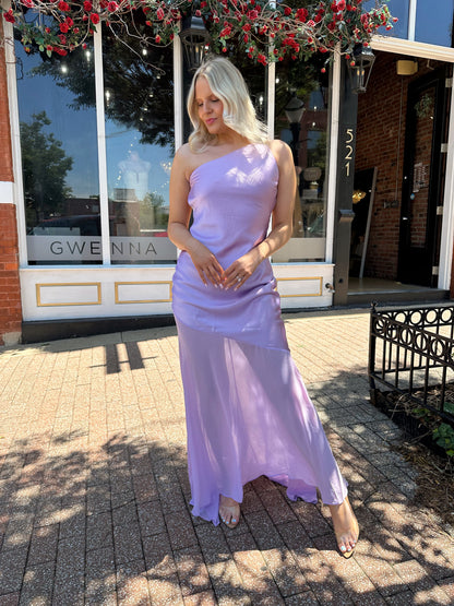 Lex Lavender Open Back One Shoulder Maxi Dress