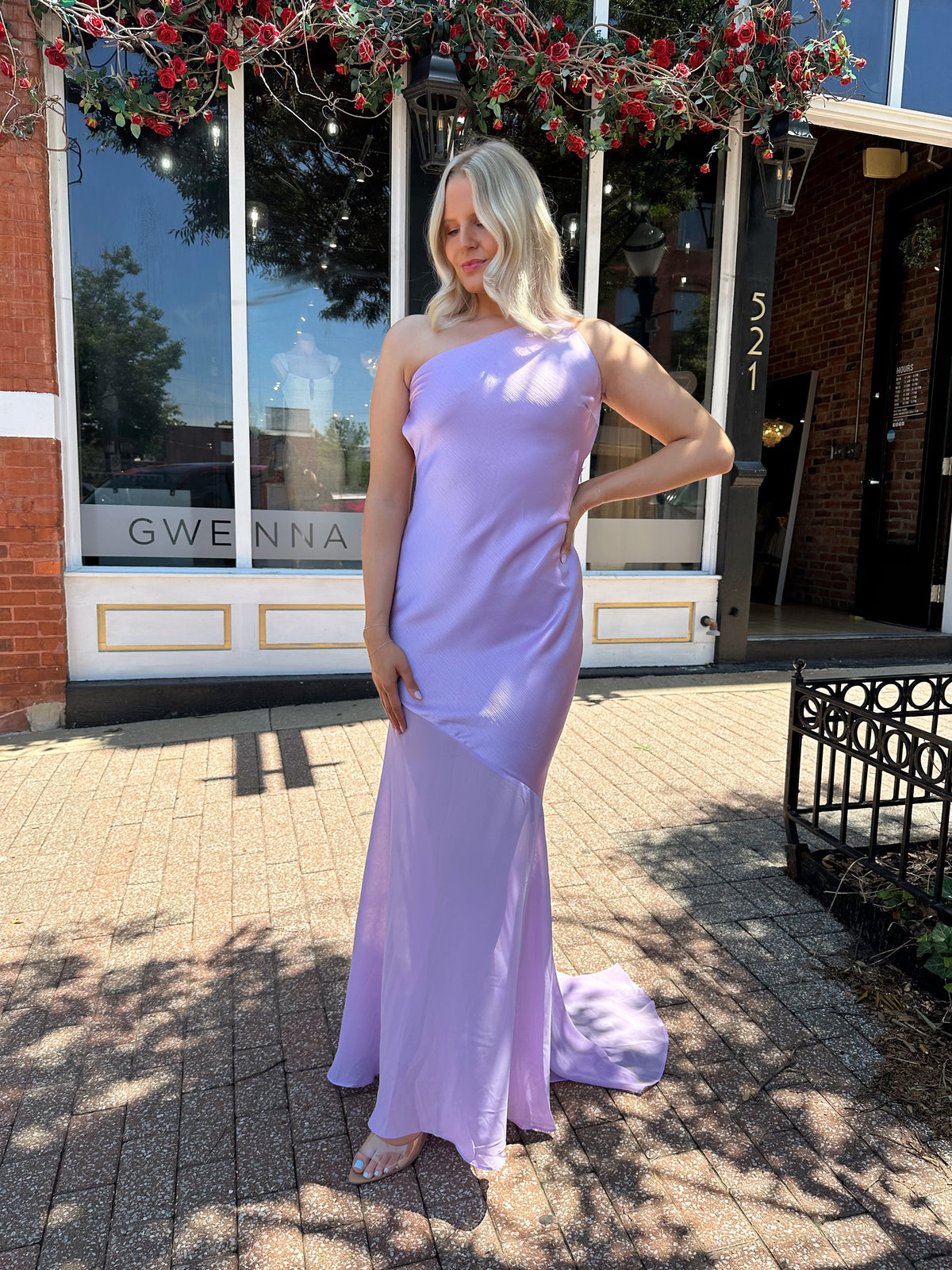 Lex Lavender Open Back One Shoulder Maxi Dress