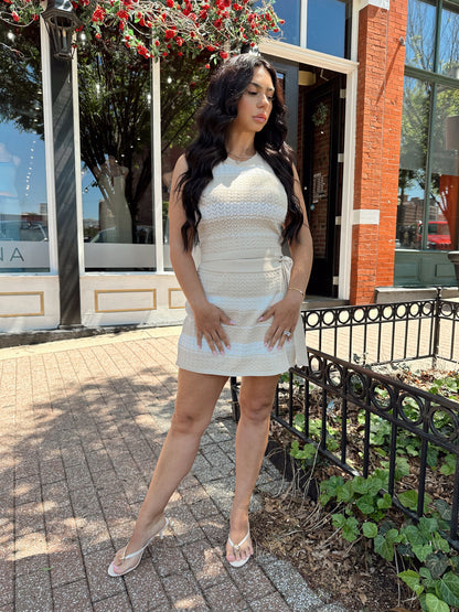 Mae Taupe Striped Knit Two Piece Set