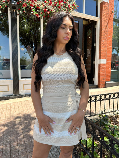 Mae Taupe Striped Knit Two Piece Set