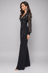 Eve Sequin Jumpsuit - Black