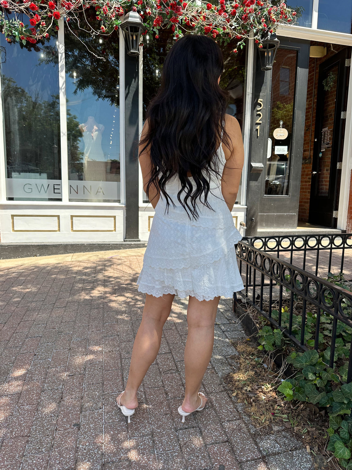 Mikayla White Lace Tiered Mini Dress