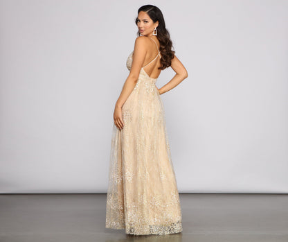 Mona Formal Plunging Glitter Dress