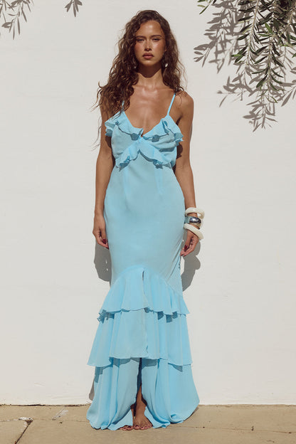 RUNAWAY THE LABEL Namari Maxi Dress Light Blue
