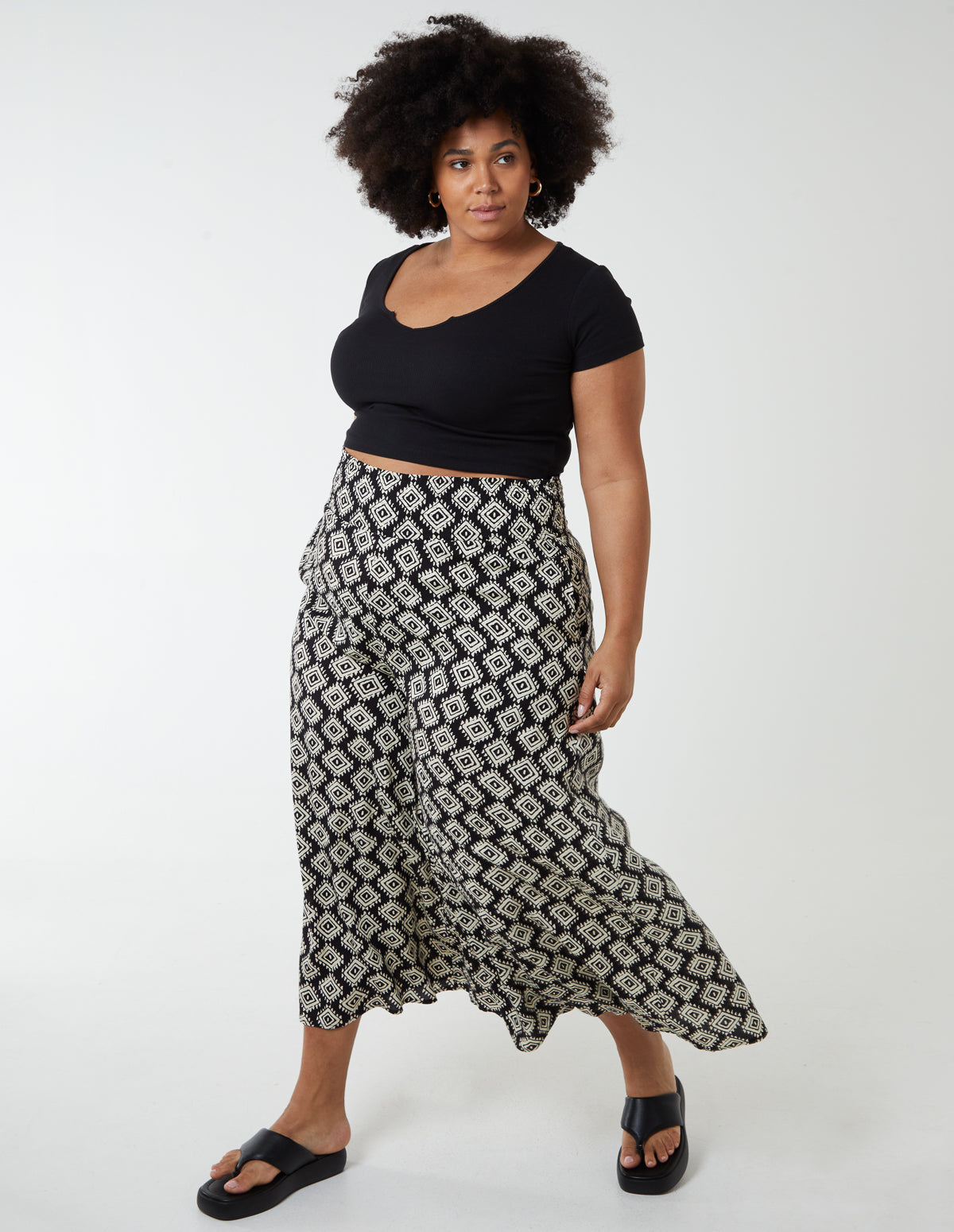Curve Shirred Wide Leg Trousers