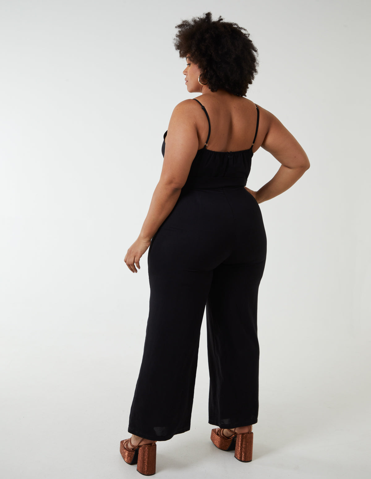Curve Button Front Strappy Jumpsuit