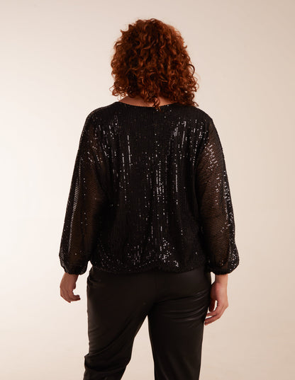 Curve Sequin Batwing Blouse