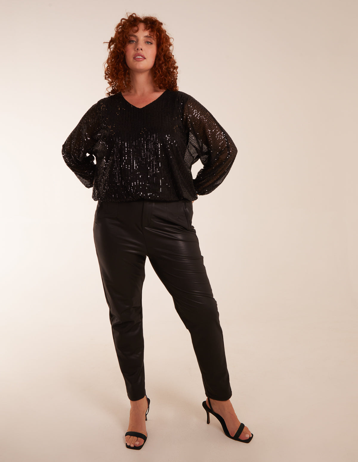 Curve Sequin Batwing Blouse