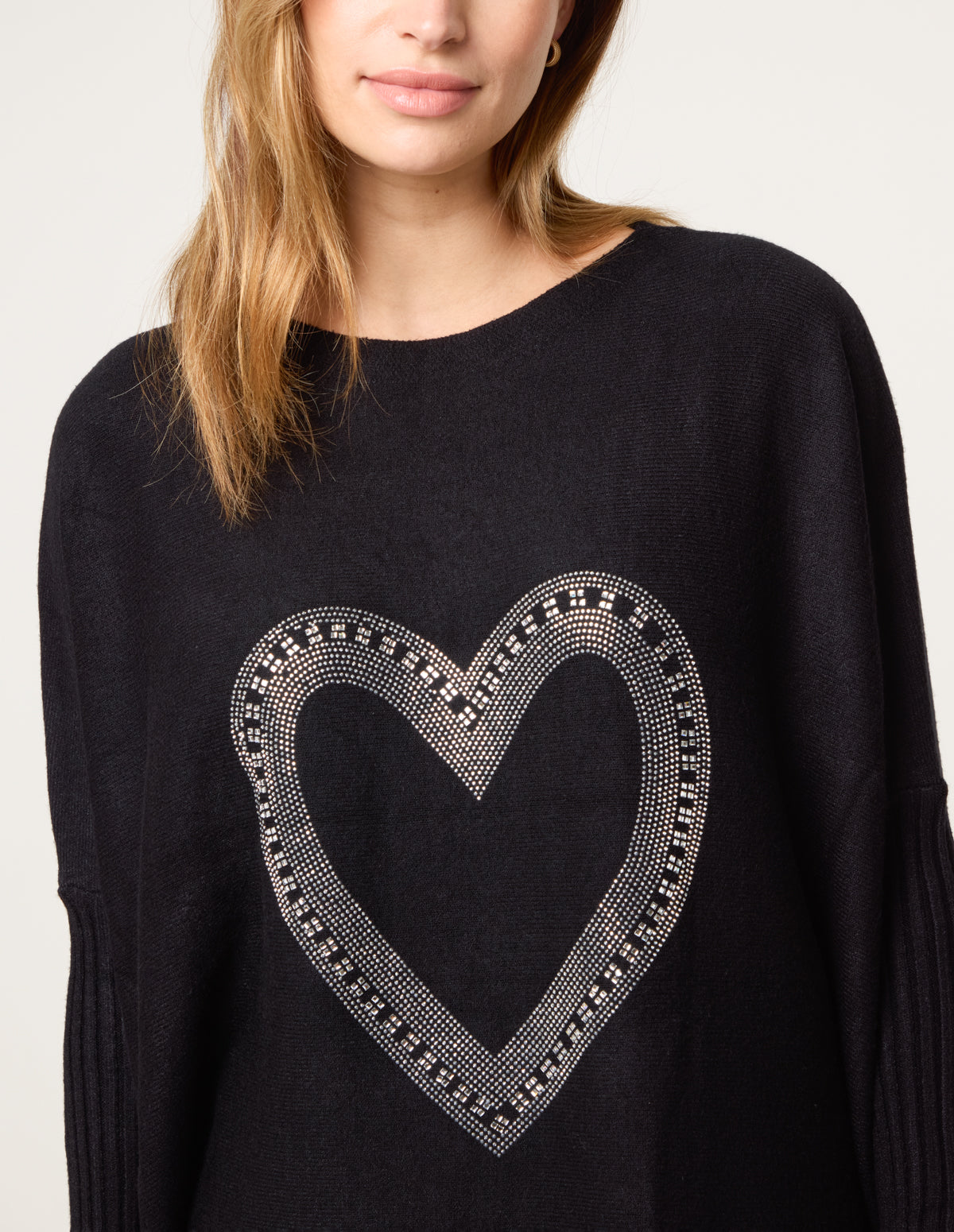 Heart Diamante Oversized Jumper