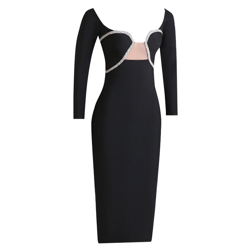 Black Elegant Long Sleeve Bodycon Dress