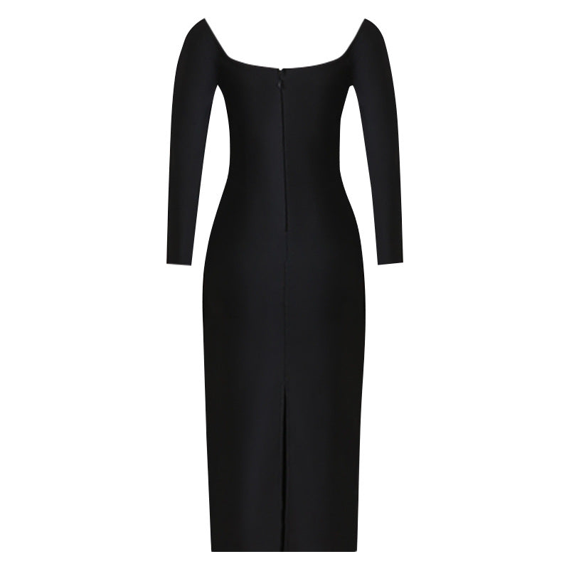 Black Elegant Long Sleeve Bodycon Dress