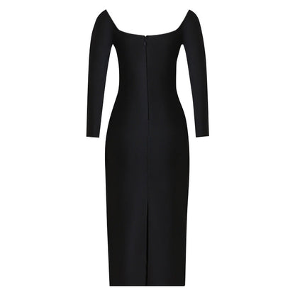Black Elegant Long Sleeve Bodycon Dress