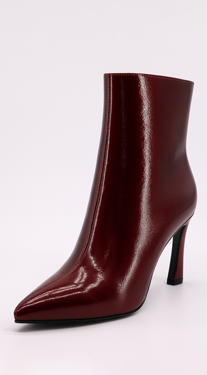 Julia Block Heel Ankle Boots - Burgundy