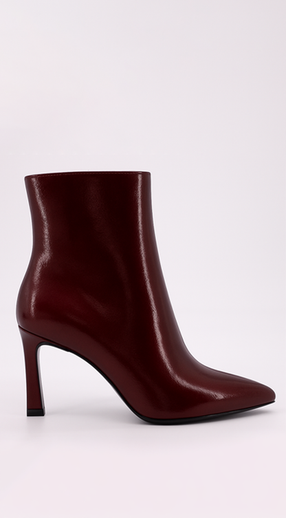 Julia Block Heel Ankle Boots - Burgundy