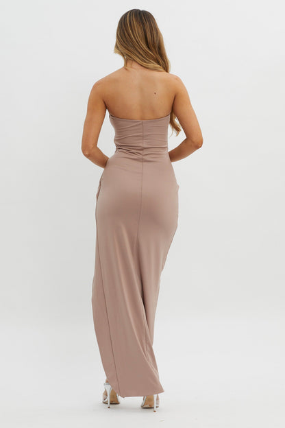 Evette Strapless Split Maxi Dress Tawny