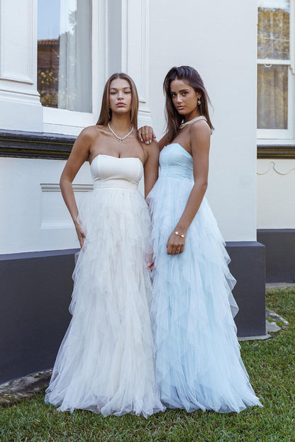 Rori Tulle Cascade Maxi Dress Ivory