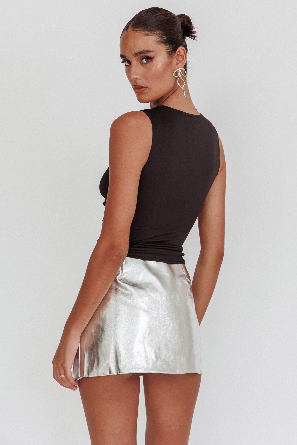 Argyle Cut-Out Sleeveless Top Black