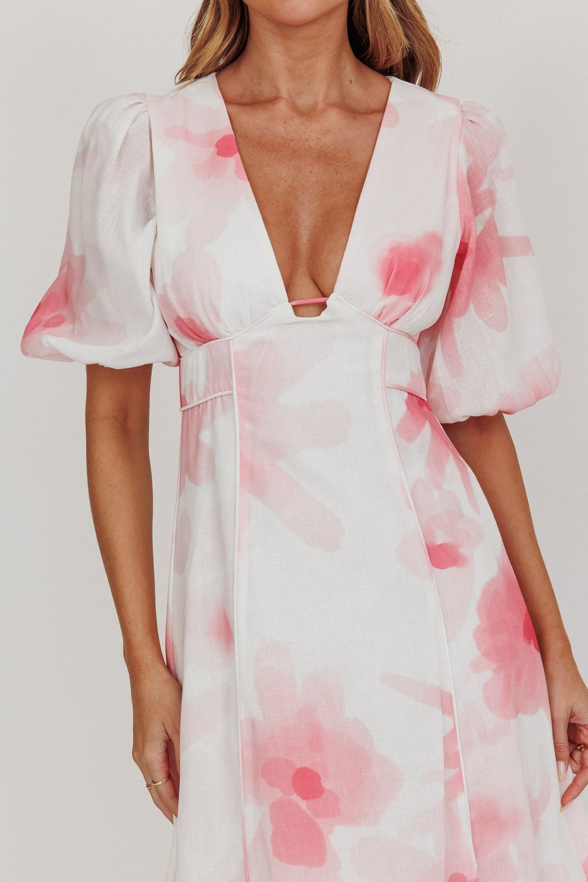Elias Puff Sleeve Midi Dress Blush