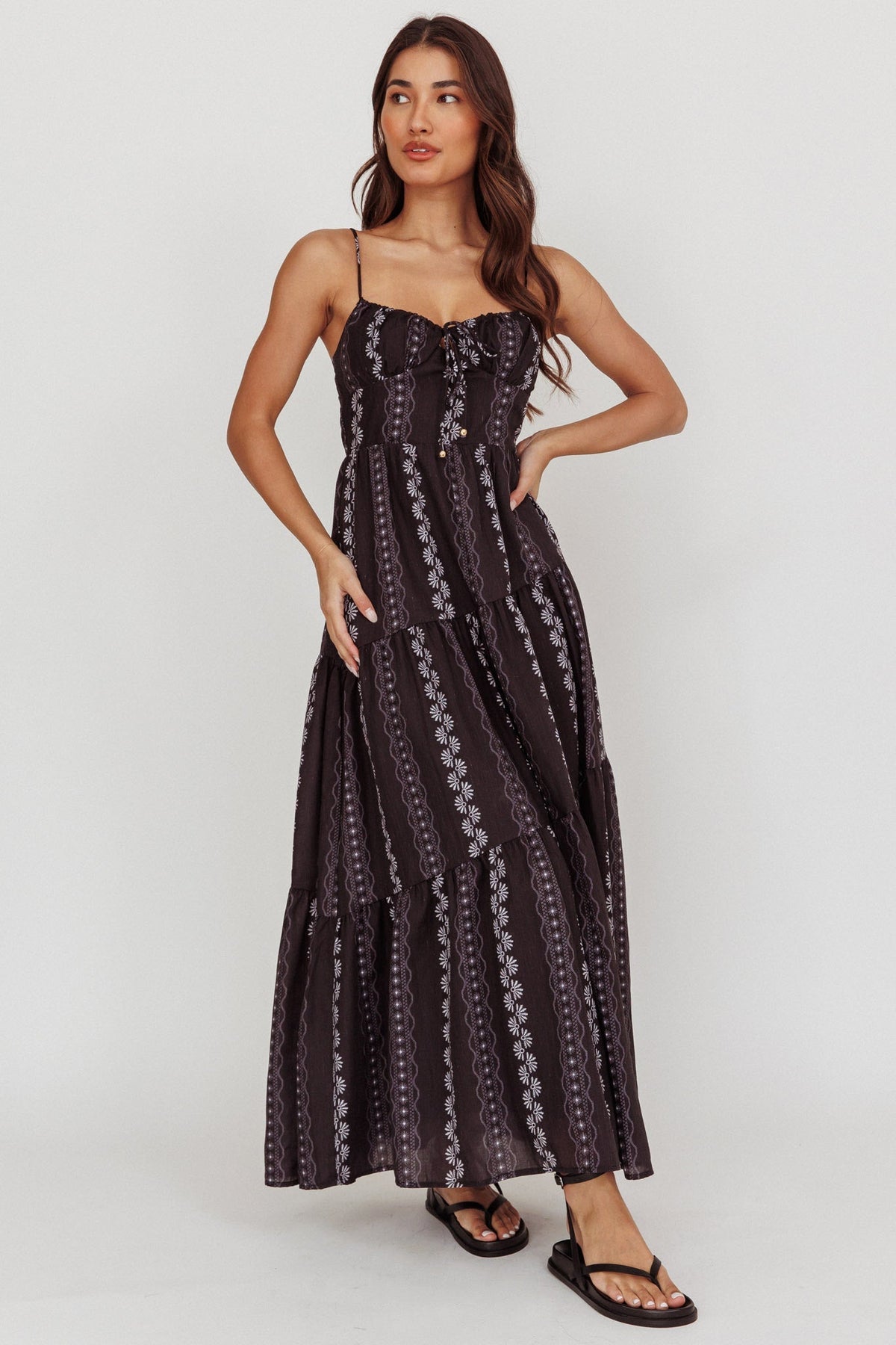 Doe Tied Bust Maxi Dress Black