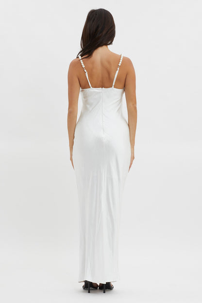Saving Grace Pearl Strap Maxi Dress Oyster
