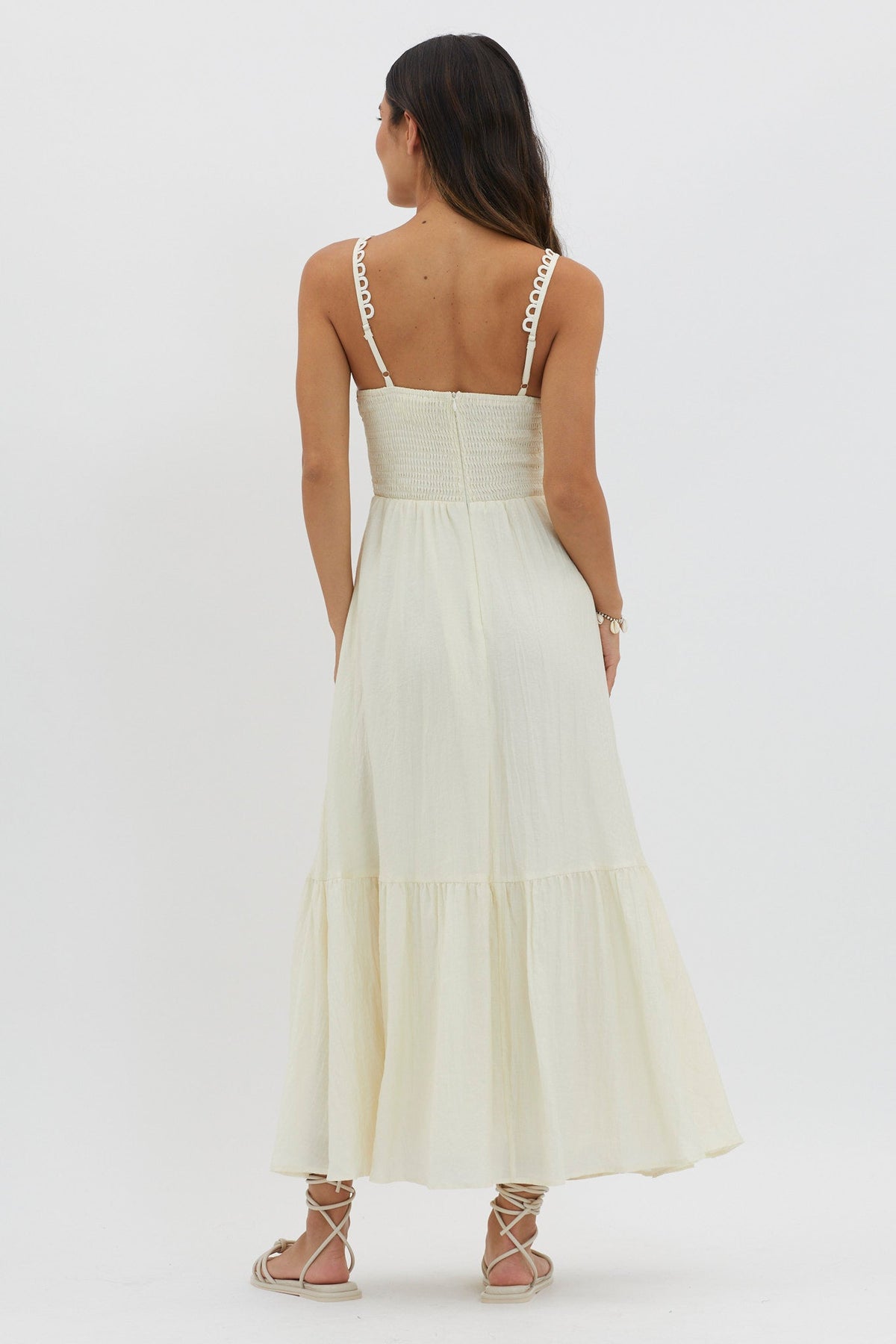 Golden Suns Scallop Trim Midi Dress Butter