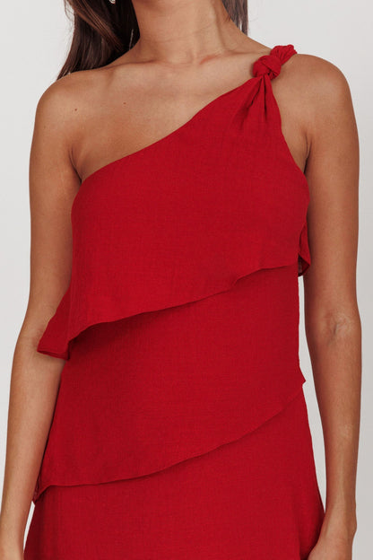 Delwyn One-Shoulder Maxi Dress Red