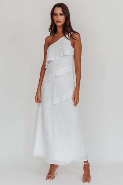 Delwyn One-Shoulder Maxi Dress White