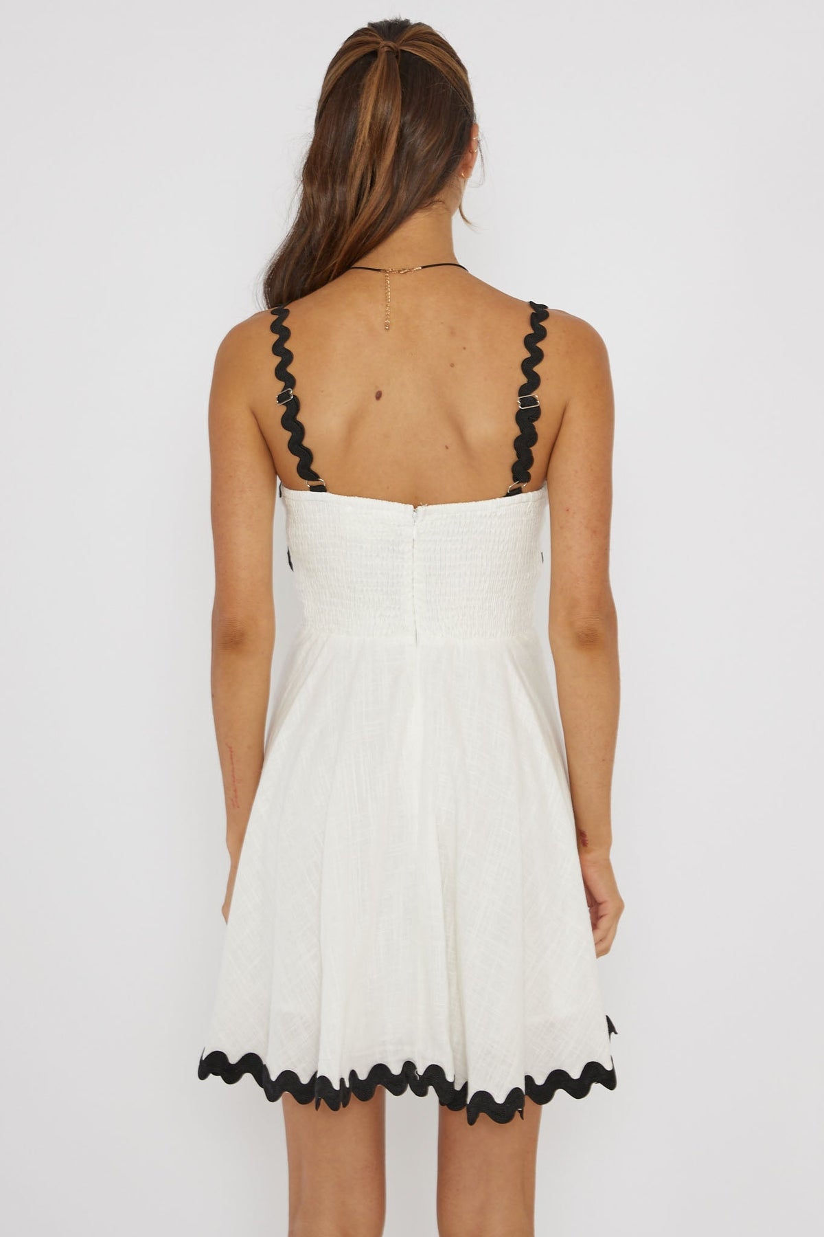 Won Me Over Ric Rac Trim Mini Dress White