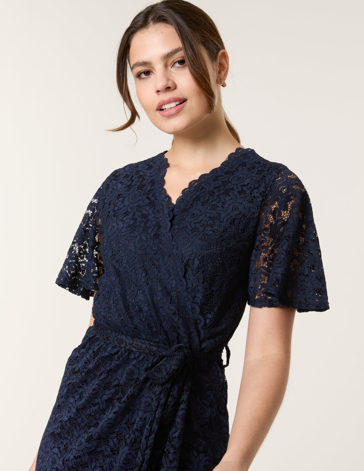 Lace Wrap Over Midi Dress