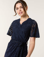 Lace Wrap Over Midi Dress