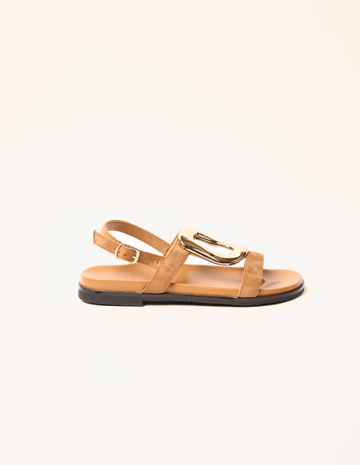 Gold Buckle Flat Sandals