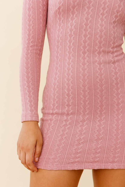 Merlin Long Sleeve Bodycon Mini Dress Blush