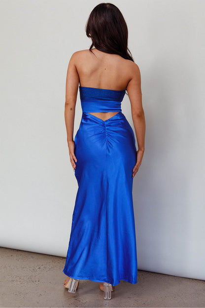 L'Amore Cut-Out Bodice Midi Dress Deep Blue
