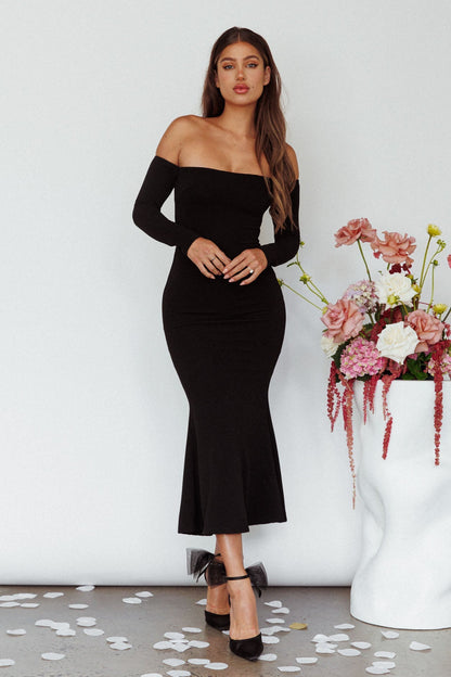 Speakeasy Off-Shoulder Maxi Dress Black