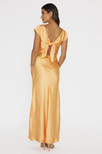 Taken Heart Lace Trim Tied Back Dress Mango