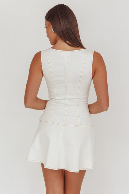 Big Plans Button Front Mini Dress White