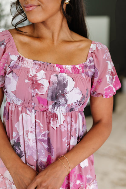 Sweetheart Club Square Neck Floral Dress